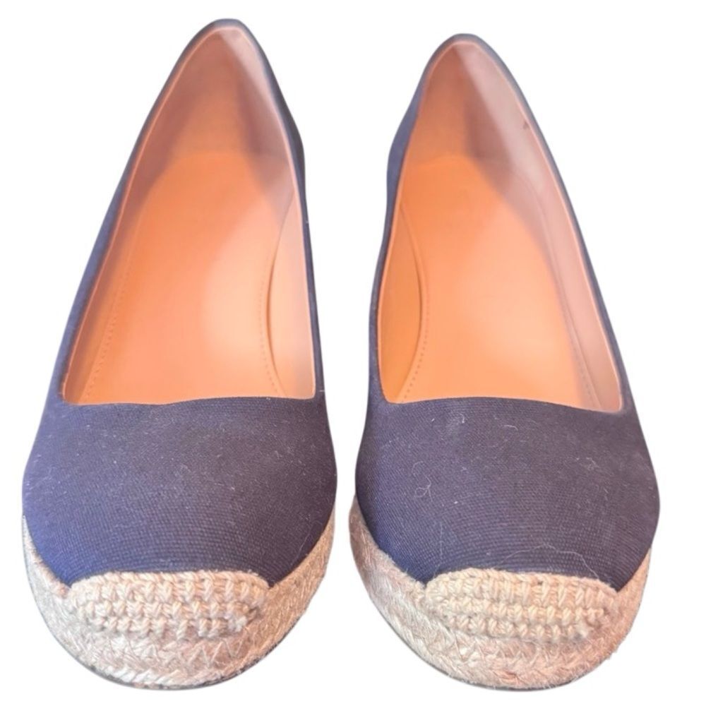 J. Crew J by Crew Navy Blue Canvas Espadrille Wedge Sandals, Size 9 - Picture 4 of 10